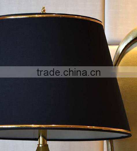 Price cup shape brass decoration black marble lamp body living room table lamp with fabric lampshade
