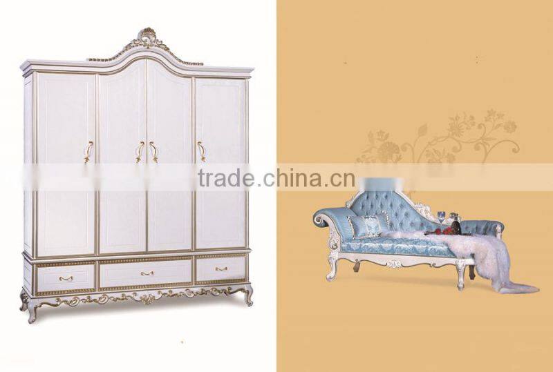 Bisini Wardrobe Furniture, Luxury Hand Carved European Style Classic Wooden Bedroom Furniture Set Wardrobe