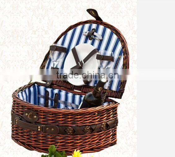 handmade luxury round wicker picnic basket with handle wholesale