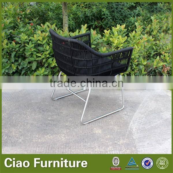 Outdoor PL ribbon metal garden chair with stainless steel base