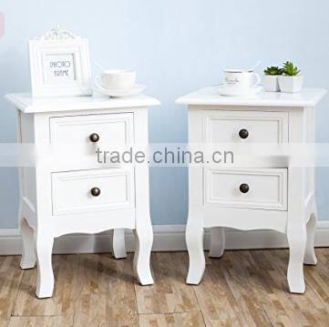 Set of Two Small Traditional Style Bedside Table in White