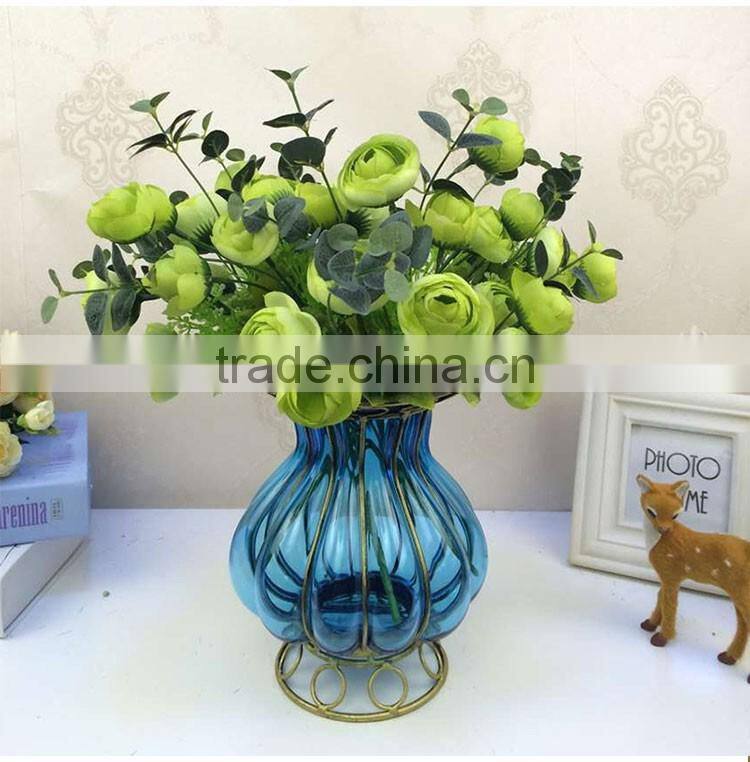 wrought iron flower glass and metal vases factory wholesale home decorative crafts antique