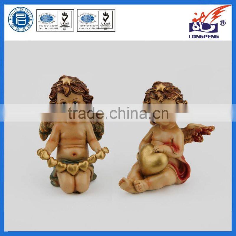 European Custom Sitting Baby Angel with Golden heart Xmas Decoration