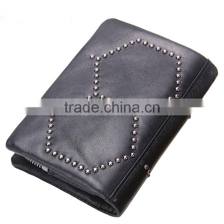 Wholesale Large Capacity Clutch Bag Men Purse Leather wallet with Rivet
