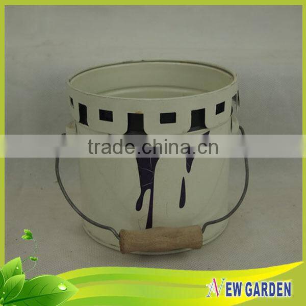 Paint Bucket Shape Small Flower Vases With Handle,Colorful Metal Flower Pot