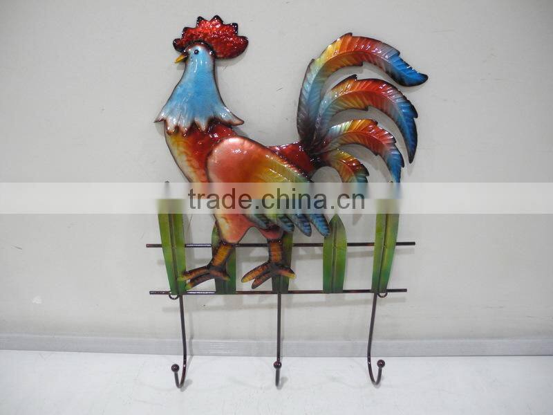Garden cock decoration metal hooks for hangers