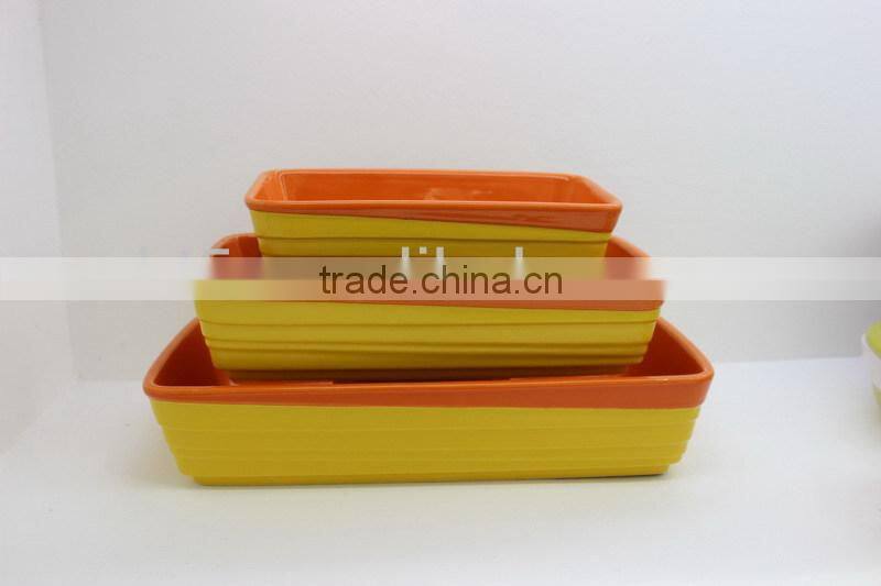 new design wave rectangle ceramic baking plate