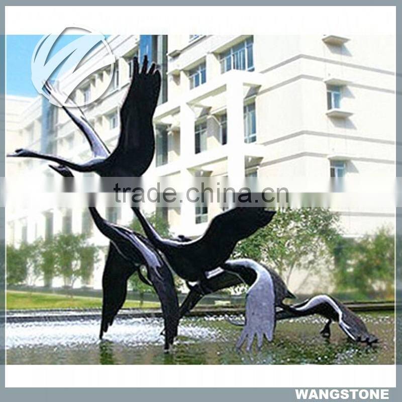 Outdoor pool decoration 5 bronze crane sculpture