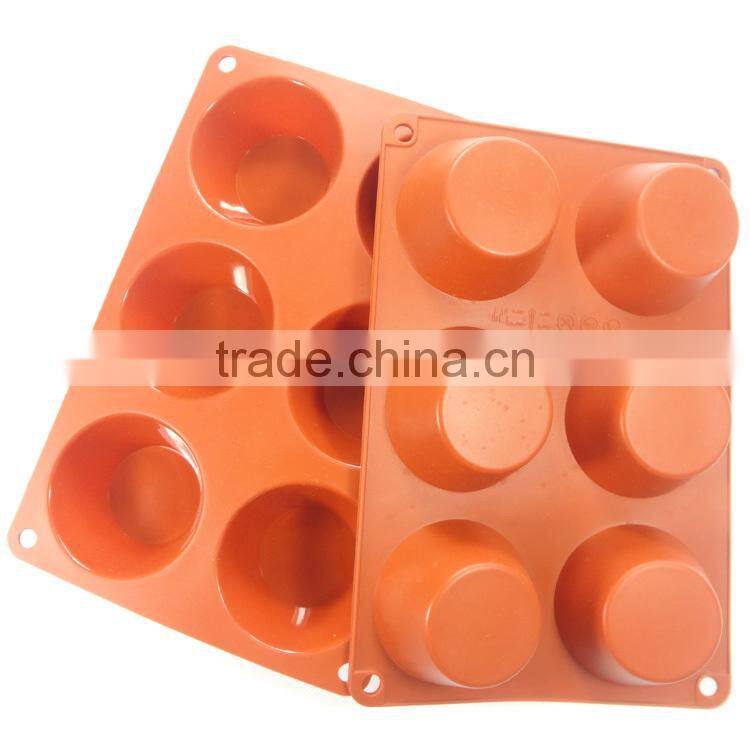 LFGB certification Wholesale 6 hole half round shape silicone cake mold / jelly pudding mold soap chocolate molds