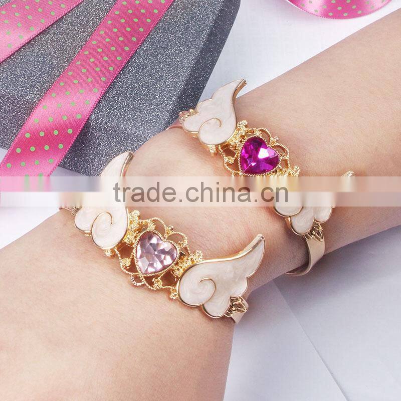 crystal heart angel wing cuff bangle gold angel wing cuff bangle
