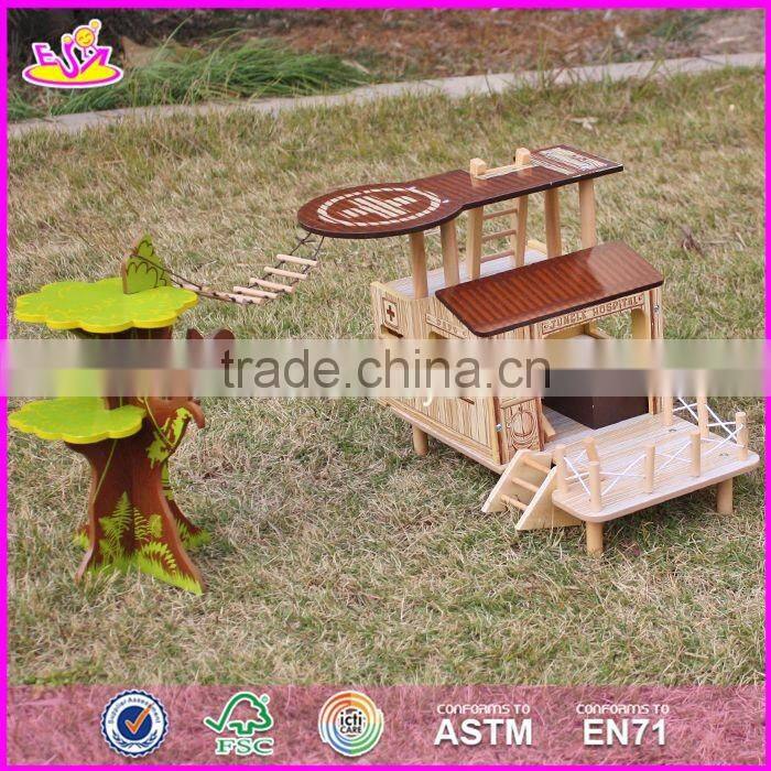 2017 New products indoor children toys wooden treehouse dollhouse W03B059