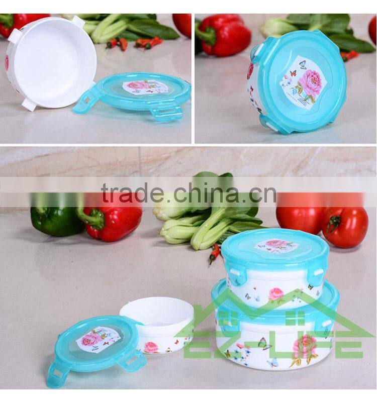 BPA free microwave safe seal plastic refrigerator food keep fresh bowl set 3 pieces/set