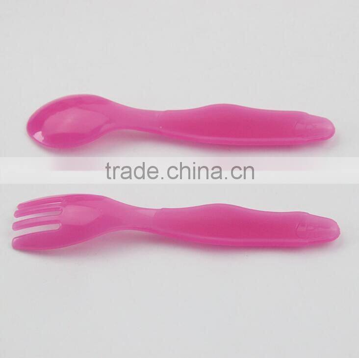Factory sale soft PP baby spoon with fork baby spoon Tableware set