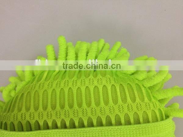 round shape microfiber chenille auto clean sponge with handle band