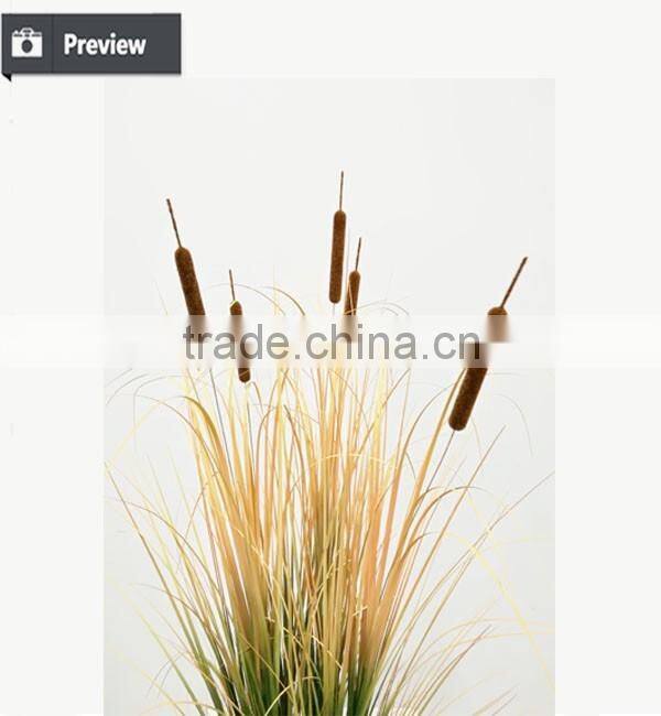 Dongugan Factory Direct Sale Artificial Grass Onion Grass with Cattails in Pot Synthetic Potted Grass Pots Plant
