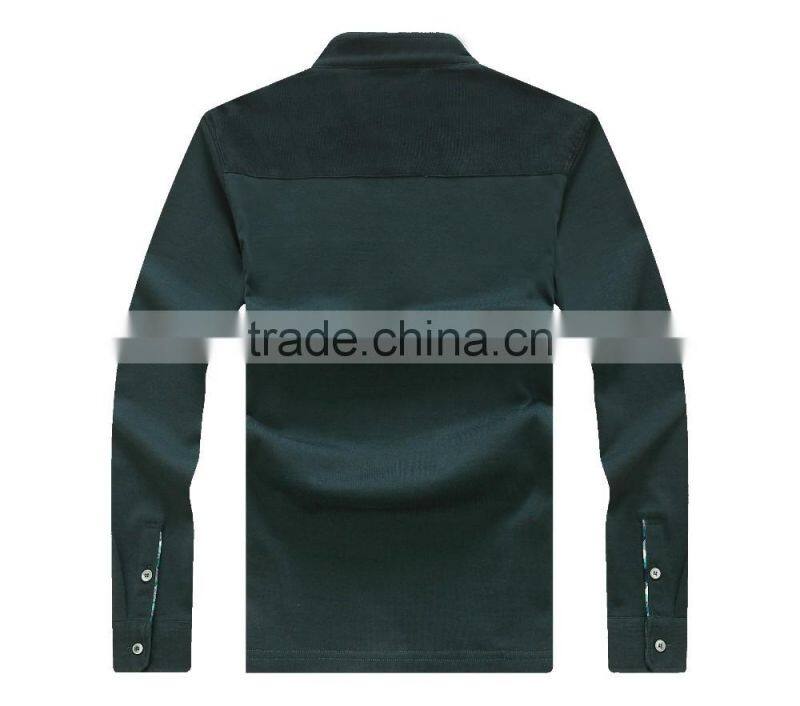 Men's Pique knit long sleeve t shirt 100%cotton