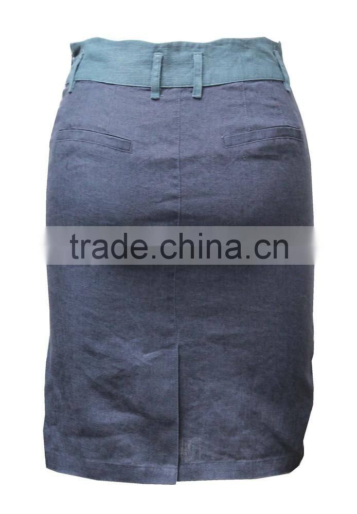 Factory OEM women high fashion plus size contrast color tight fitting knee length mature elagant wrap skirt