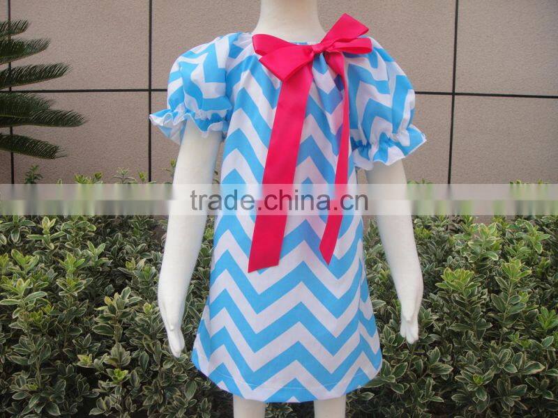 Wholesale fashion baby clothes chevron dress/smocked dress for the kids