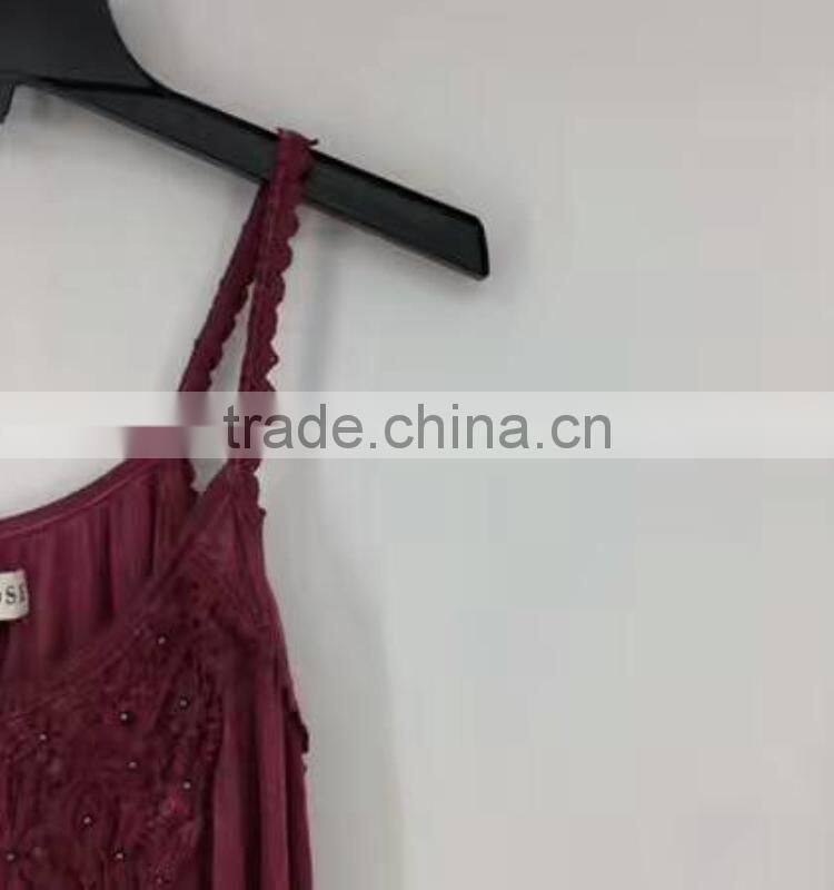 Women hot sell stocklots branded garment wash sexy lace tank top