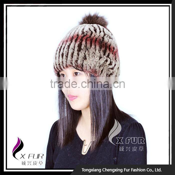 CX-C-58C Hot Sale Custom Handknitted Rex Rabbit Fur Cap And Hat