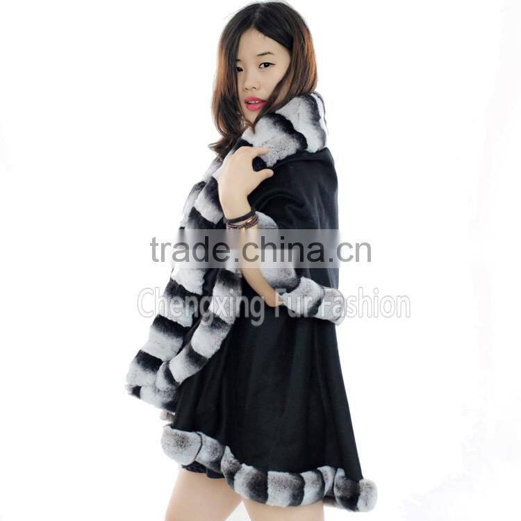CX-B-P-60 Winter Fashion Fur Flower Women Pashmina Shawl