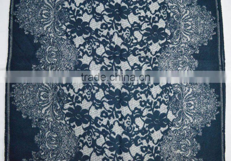 Vogue hot winter stylish jacquard acrylic paisley floral pashmina scarf for lady