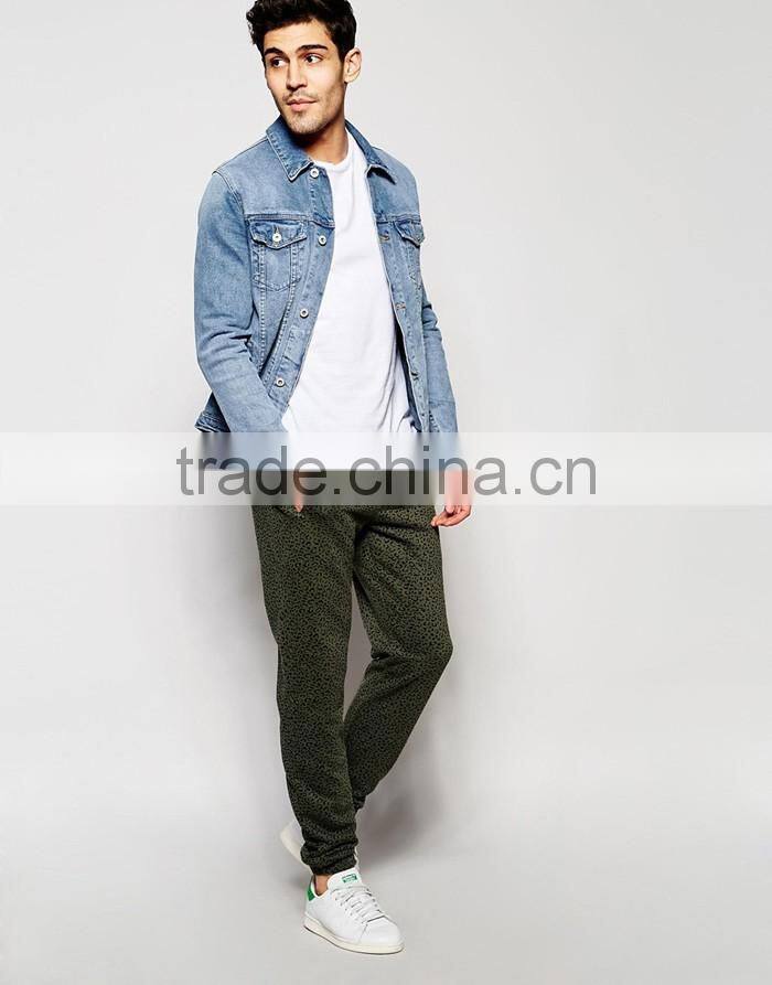 Mens skinny fashion jogger pants in leopard print for sale