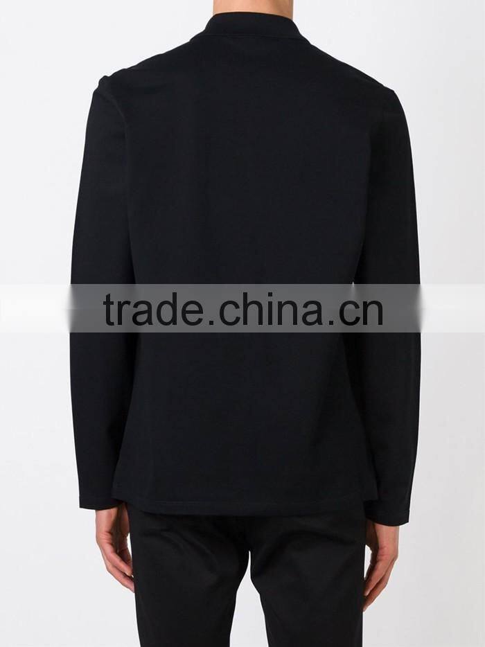 Man long sleeve contrasting pima cotton polo shirt