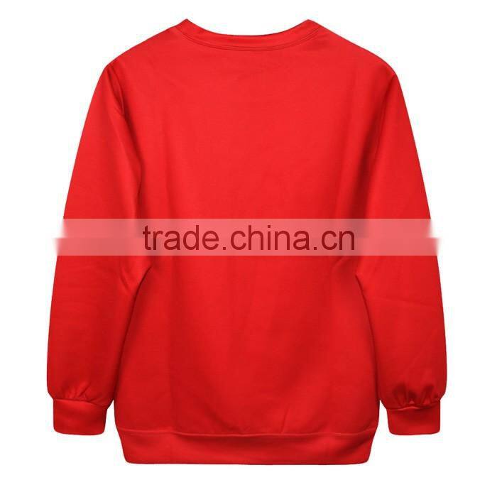 Fashion style red printed christmas sweatshirt wholesale