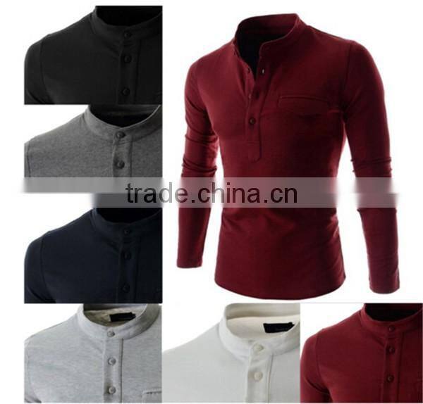 Summer fashion mens newest design no collar polo shirts