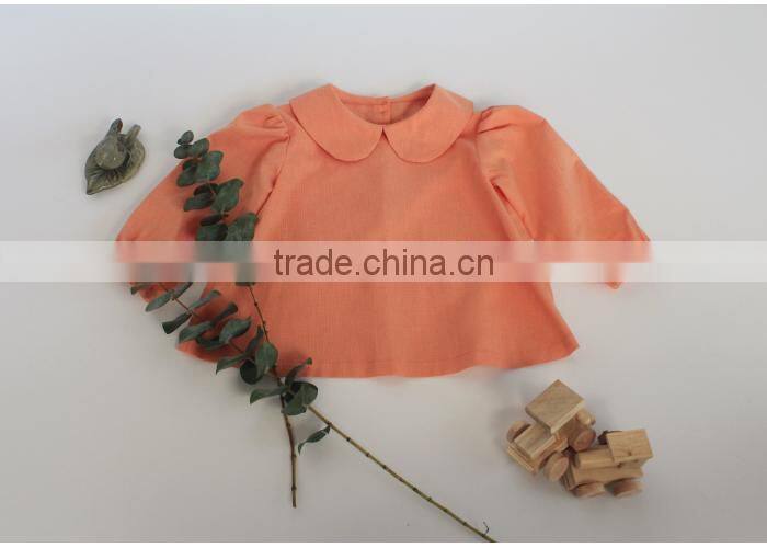 Yiwu Mingzhen Garment Shirt Linen Icing Girls Shirts Doll Collar Orange Shirt