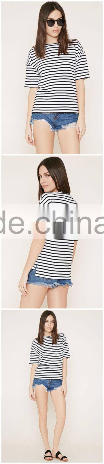 custom women's casual stripe t-shirts