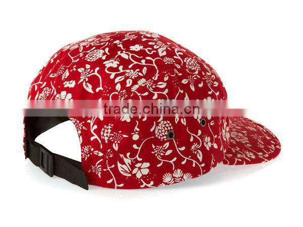 Design your own fashion flower 5 panel hats woven label