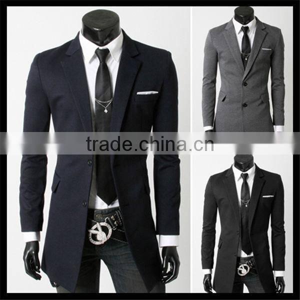 2016 latest european style velvet trendy business long blazer suit for man