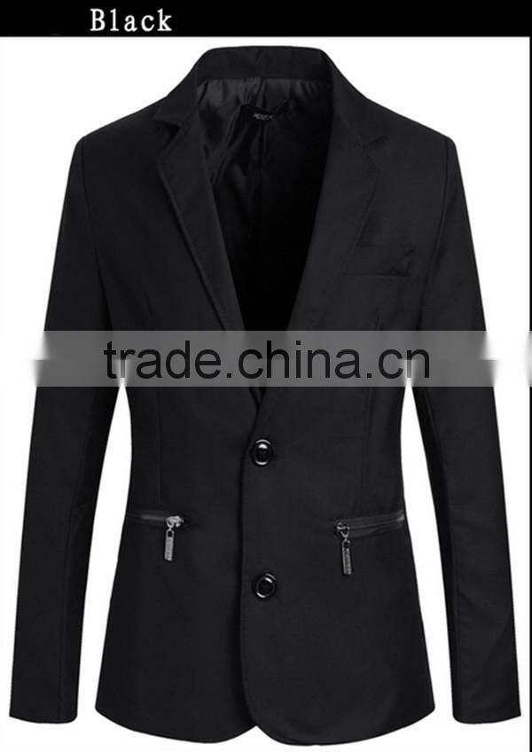 1pc hot sale with zipper pattern turn down callor long sleeve cotton and polyester bussiness blazer