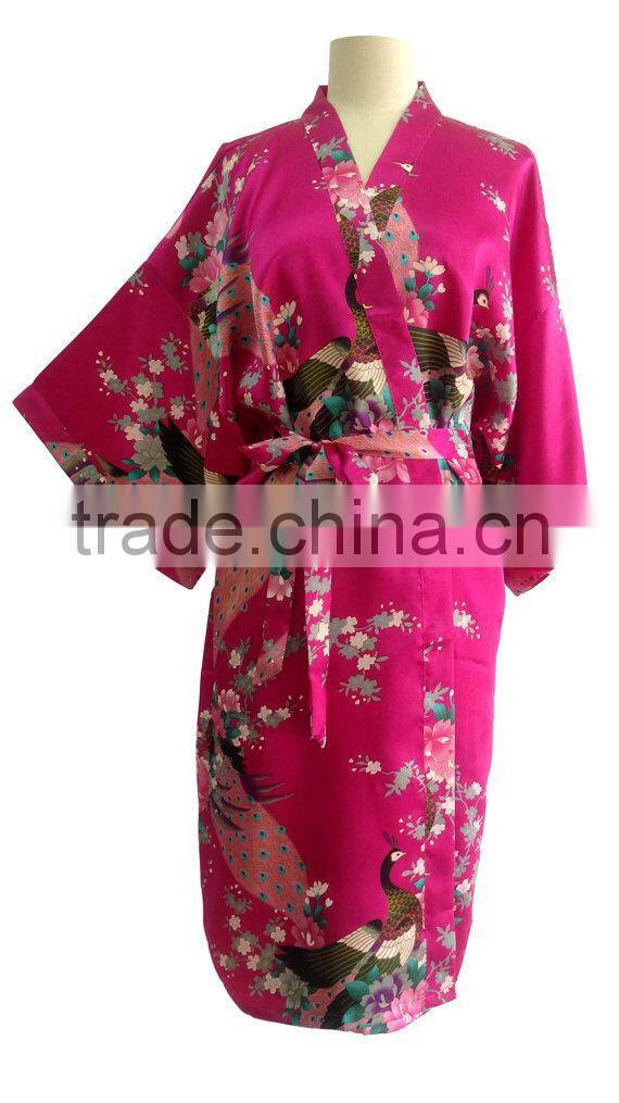 Silk sexy kimono Women Robe Gown Bathrobe Sleepwear SW019