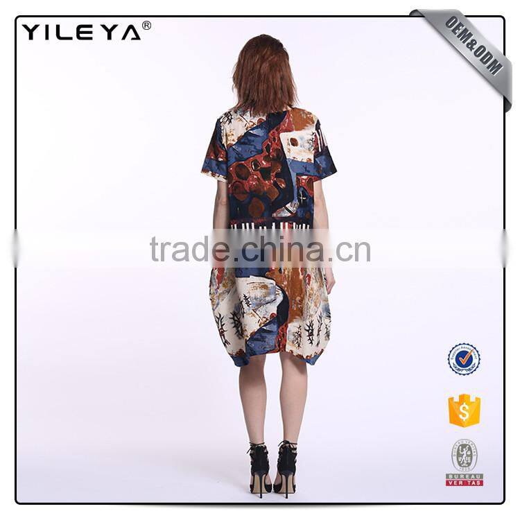 ODM services women dress women casual,print dress,short sleeve dress