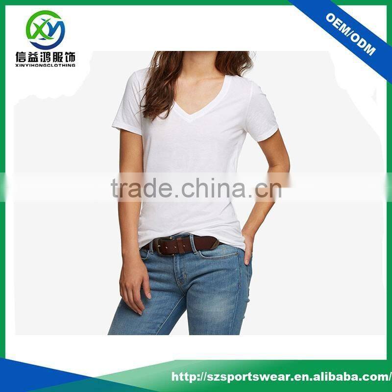 Latest shirt designs organic cotton soft white short sleeve t shirt for women