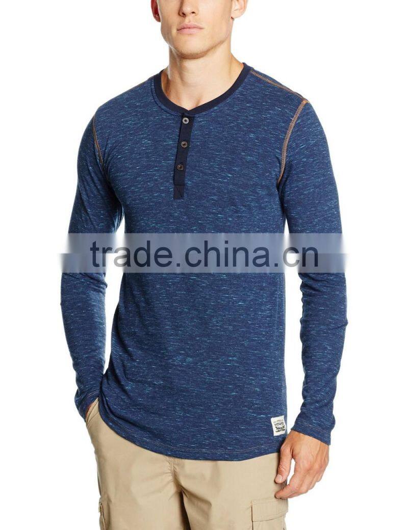 Men's Tri-Blend Long Sleeve Henley T-Shirt
