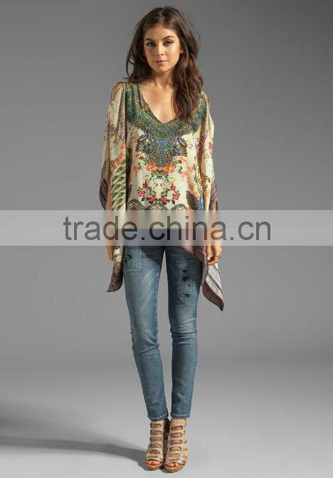 embellished beads printing tops