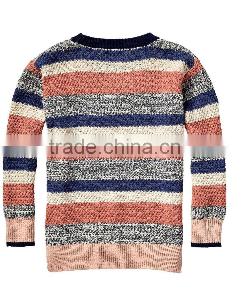 Stripe Crew Neck Boys Pullover Sweater Design