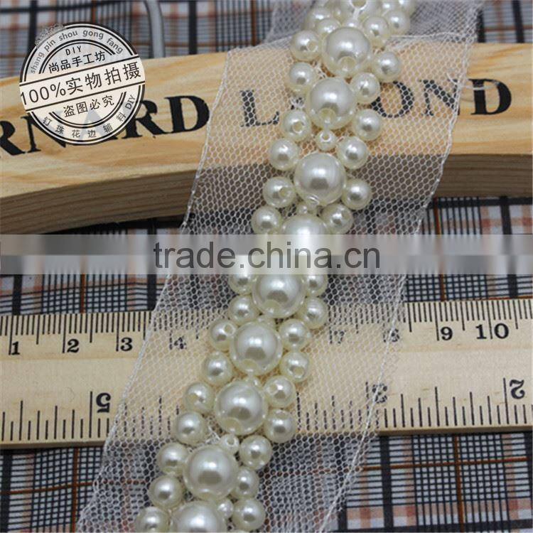 Sewing Accessories Black White Pearl Trim Bridal Sash Bridal Belt Beaded Jewelry Trim Lace Appliques