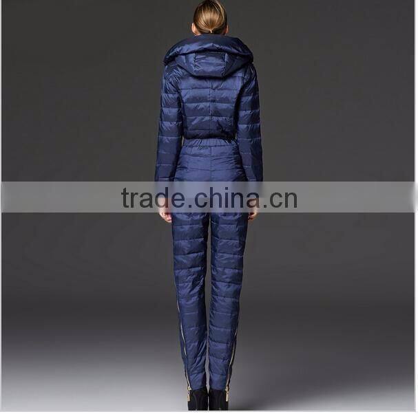 One Piece Down jumpsuits for lady Snow Wear Women's Down Coats Slim Bodysuit
