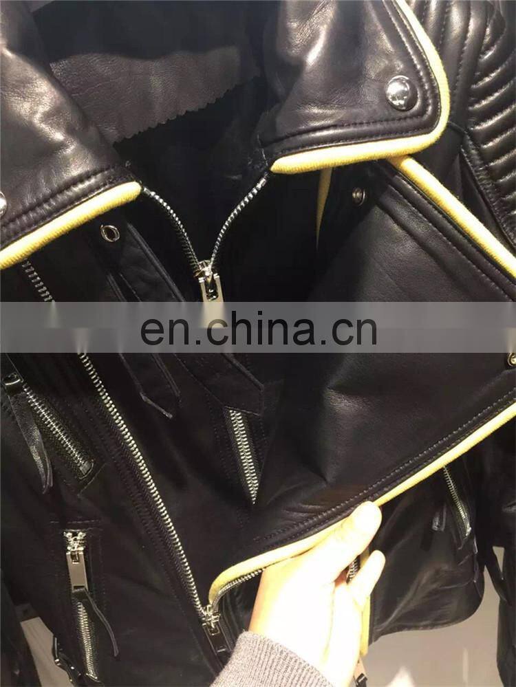 2017 Wholesale Women Real Leather Coat Lady Spring Overcoat