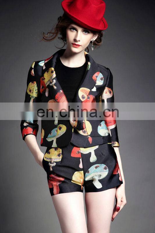 2015 new high stand casual women suit short suit wholesale
