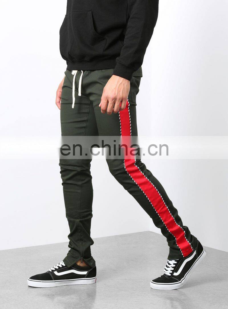 DiZNEW 2019 USA skinny design black and red polyester striped track pants