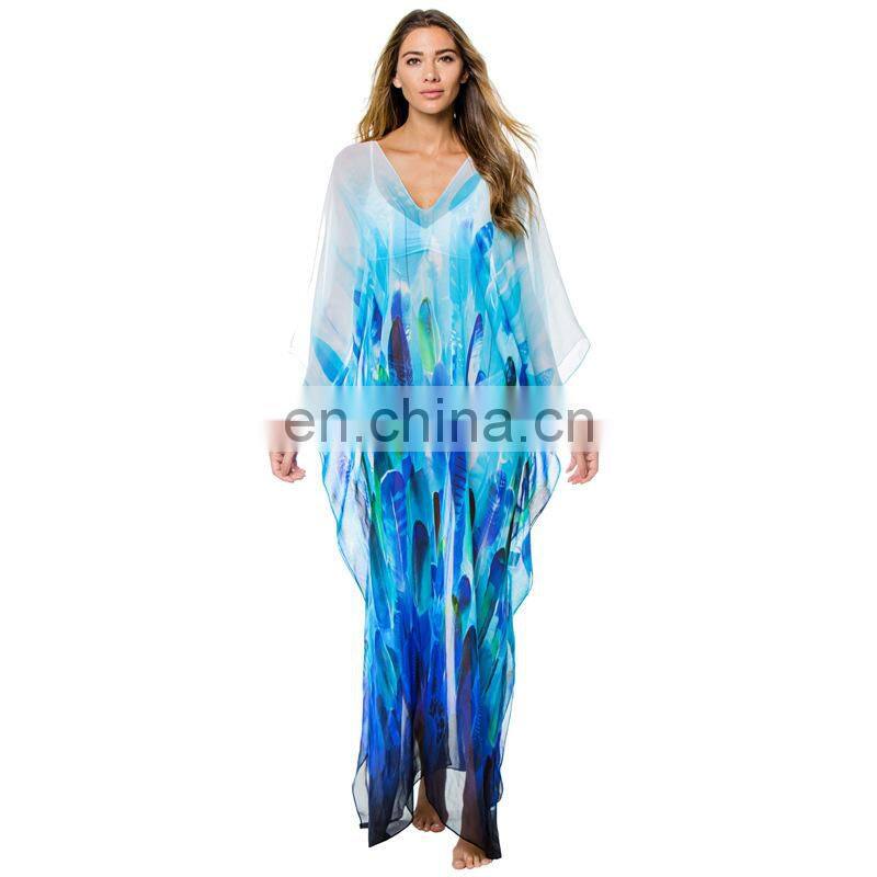 Plus size Chiffon Robe de Plage Long Print Beach Dress Swimsuit cover up Pareos de Playa Mujer Beach cover up Sarong Beachwear