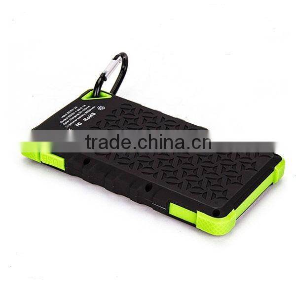 2015 high quality 8000mAh waterproof solar power bank, solar cell power bank