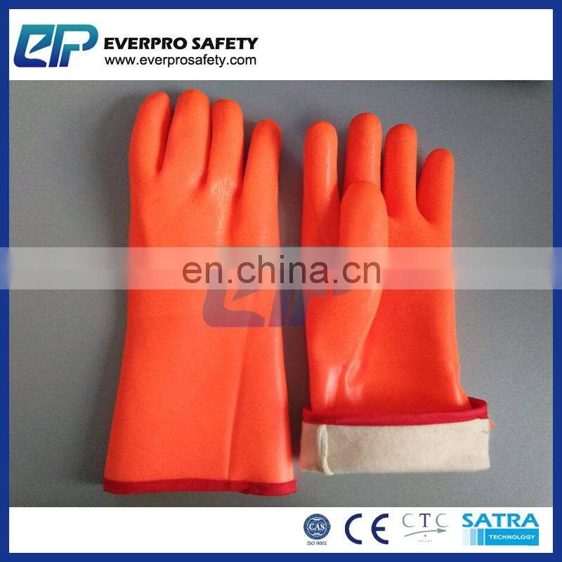 Heavy Duty PVC Winter Work Gloves with Gauntlet Cuff Liquid And Chemical Resistant