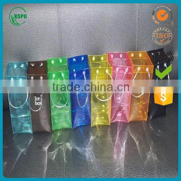 2016 Eco-friendly Colorful Pvc Beer Bottle Cooler Bag Plastic Pvc Ice Wine Bag